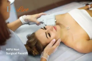 Woman having Hi-Fu to reduce wrinkles Rochdale.