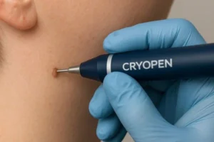 Person receiving skin tag removal Rochdale